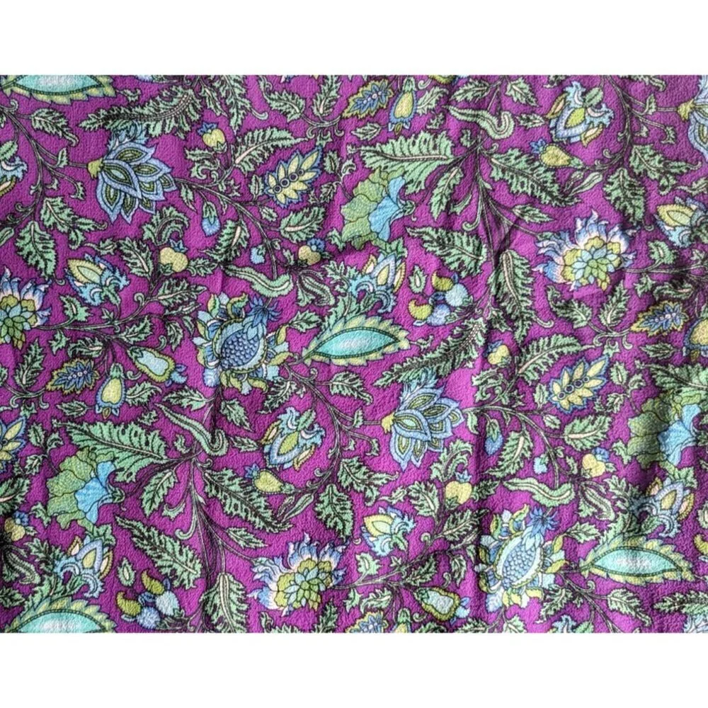NWT Vintage Y2K MIMI MATERNITY 100% Silk Paisley Purple Green Maxi Dress Size M